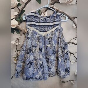 Angels Blue Floral Sleeveless Blouse